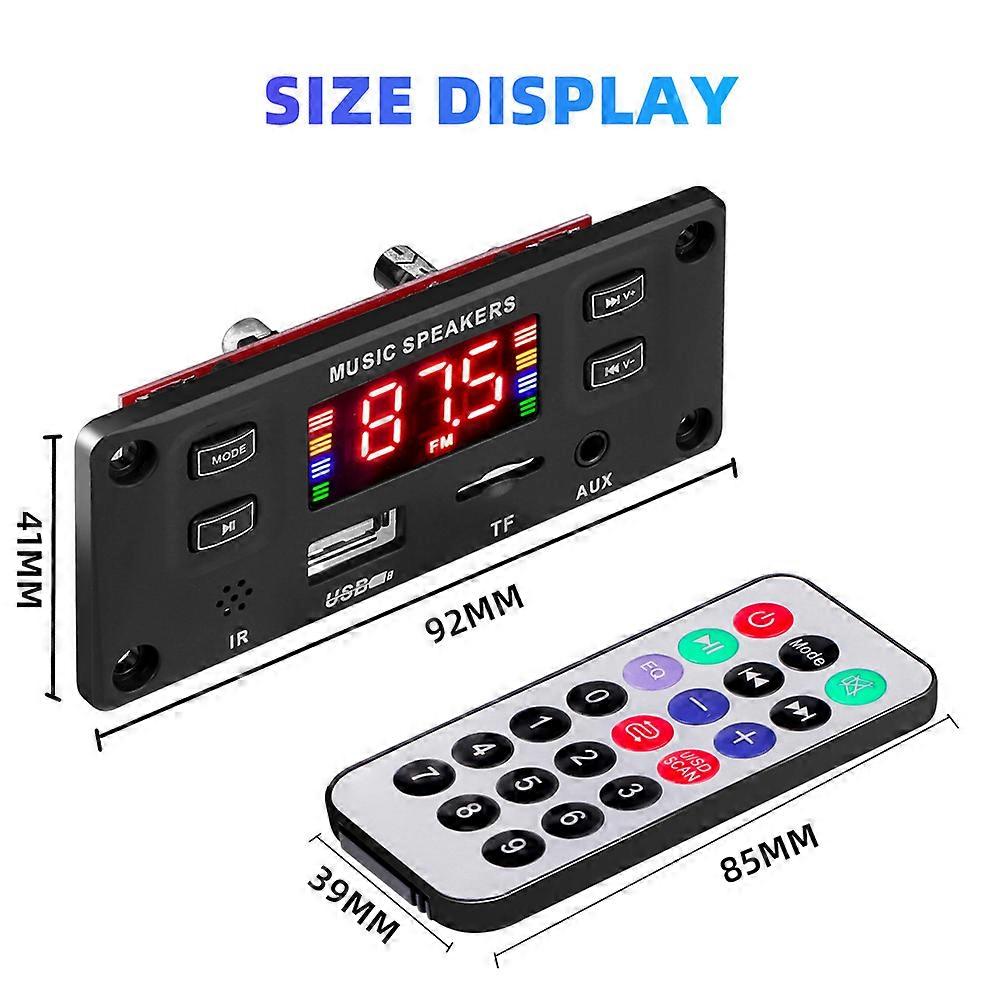 12V with Power Amplifier Decoder Board Color Screen Recording Call Music Player