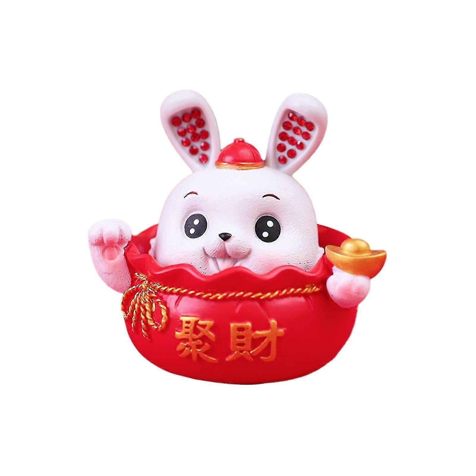 2023 Rabbit Year Auspiciously Rabbit Mini Decoration Rabbit Resin Crafts Vehicle Central Control Decoration