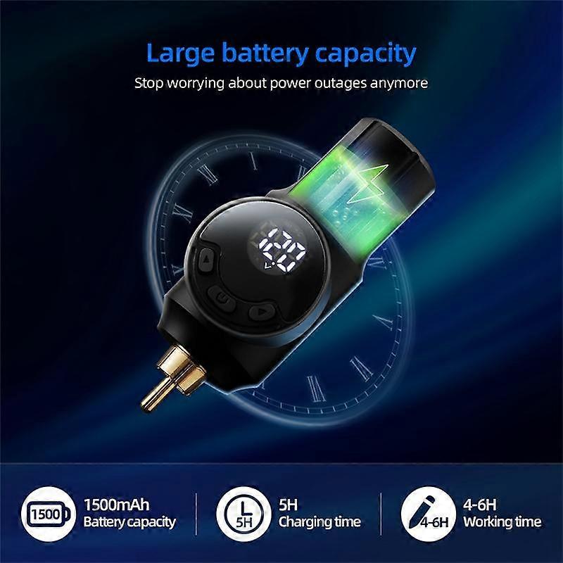 1500MAh Tattoo Pen Batterie Connecteur d’interface d’écran LCD Mini alimentation sans fil pour machine rotative de tatouage