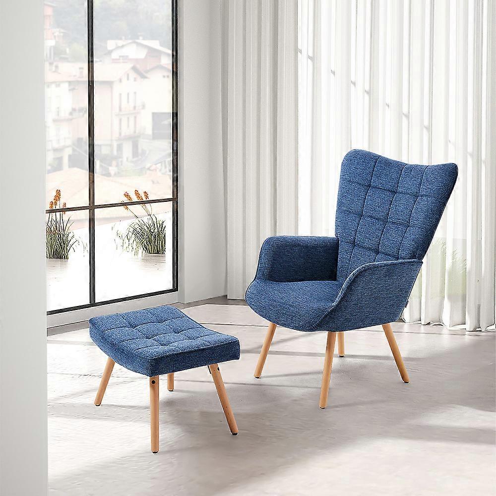 Tufted Armchair with Footstool