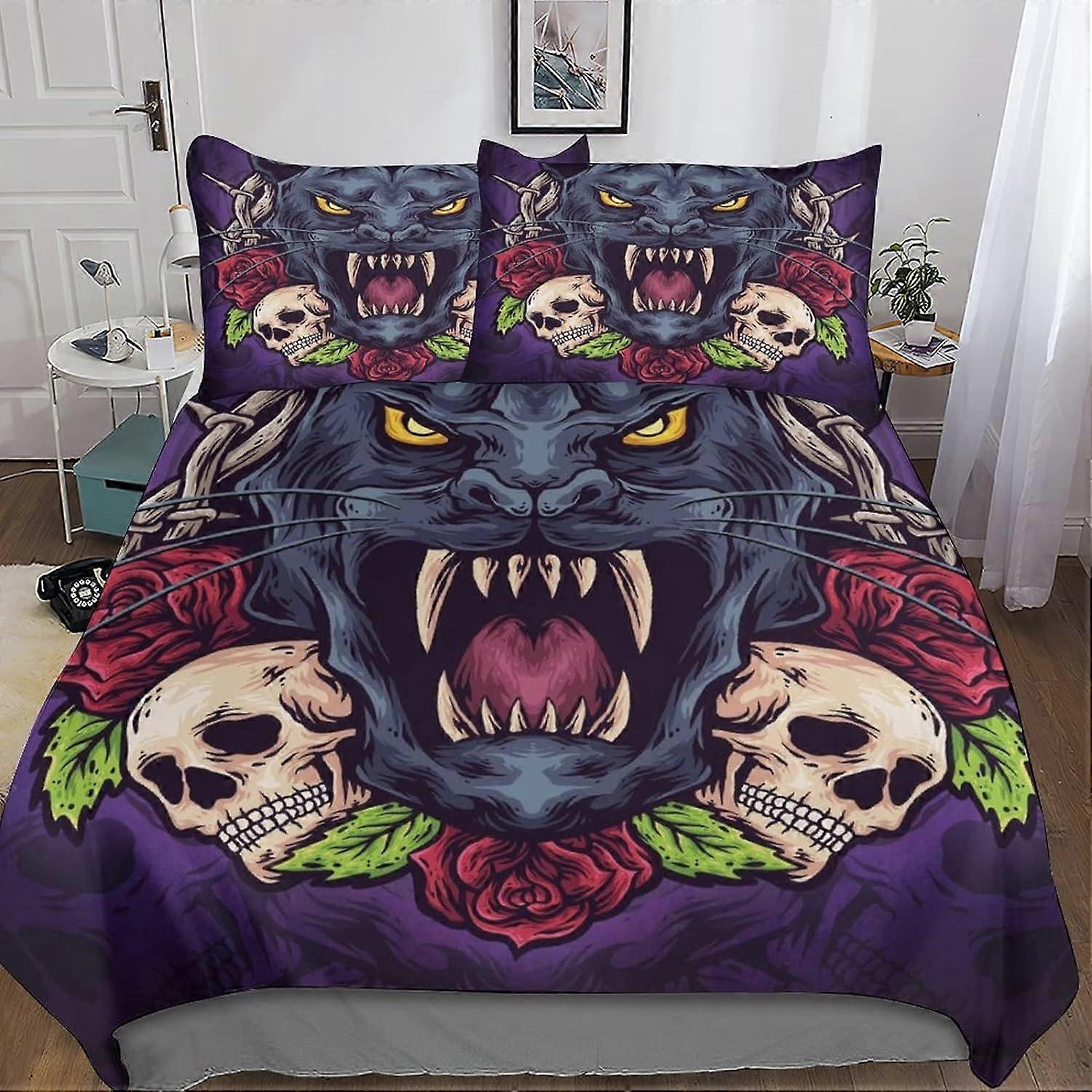 Colored Animal Graphics Duvet Cover Sets, Art Animals Printed Bedding Set with Pillowcase for Teens and Adults King