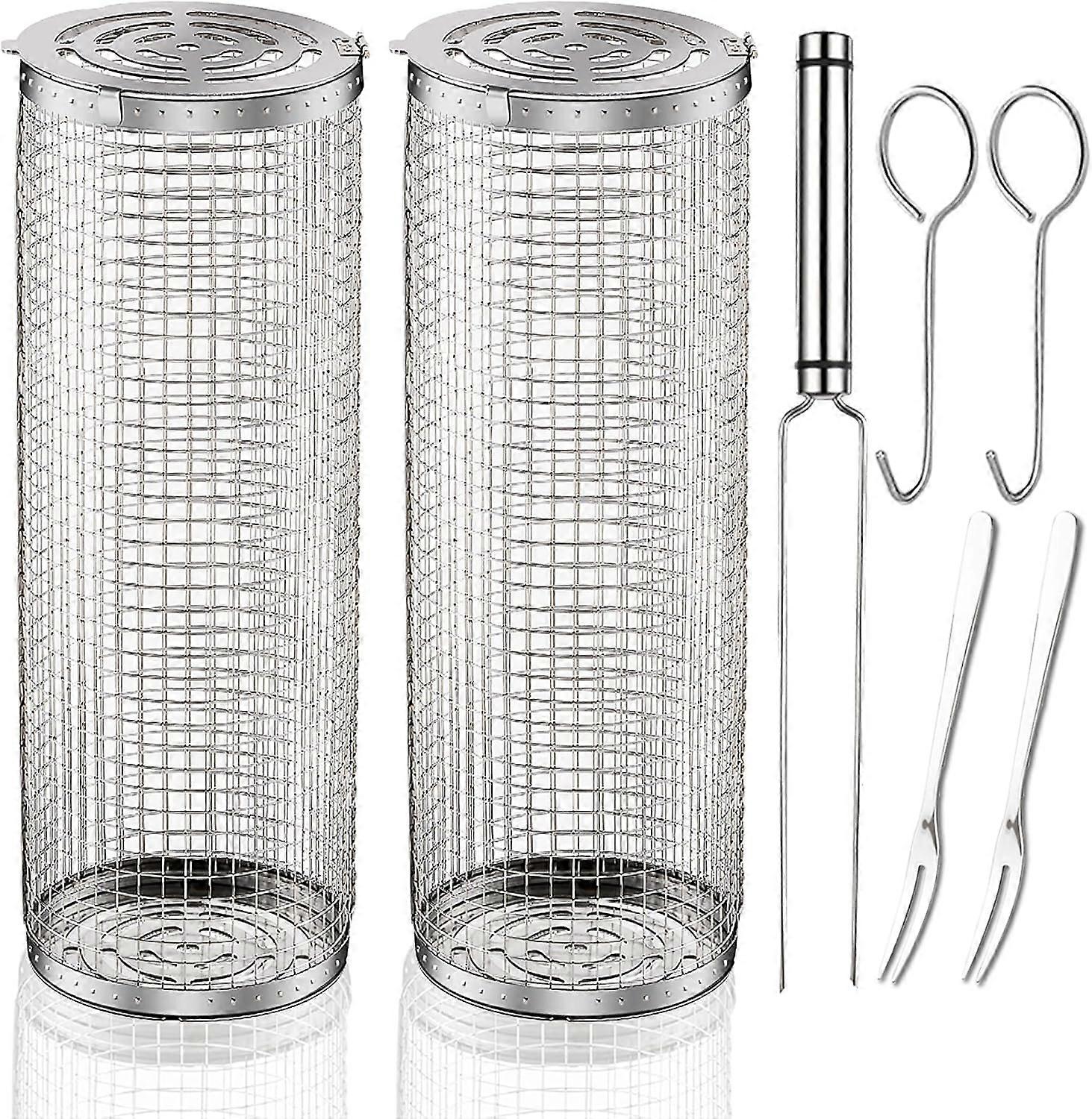 Rolling Grilling Baskets for Outdoor BBq Barbecue