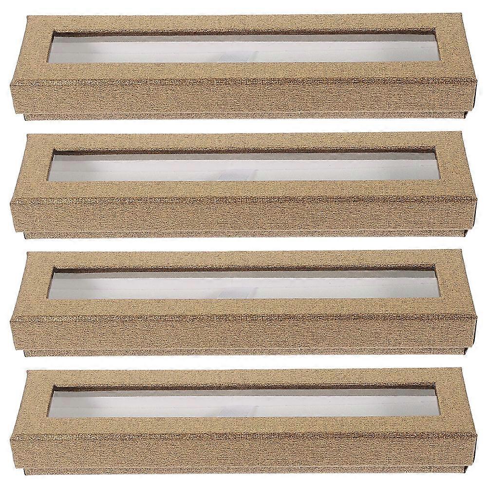 4pcs Empty Pen Gift Box Paper Case with Clear Window Pencil Ballpoint Packing Box