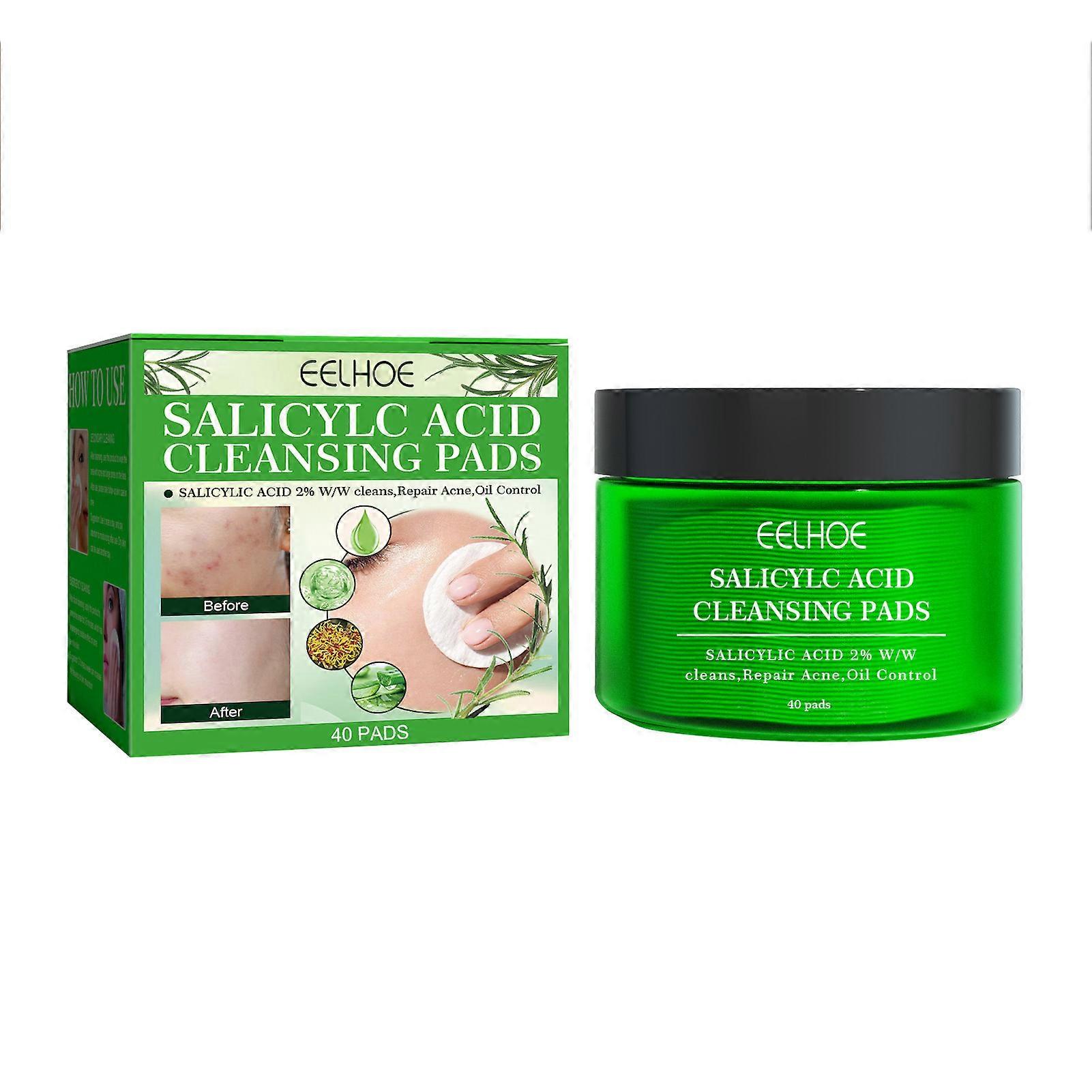 40pcs/box Salicylic Acid Facial Cleansing Pads Natural Ingredients Cleaning Patches for Facial Cleansing and Skin Care