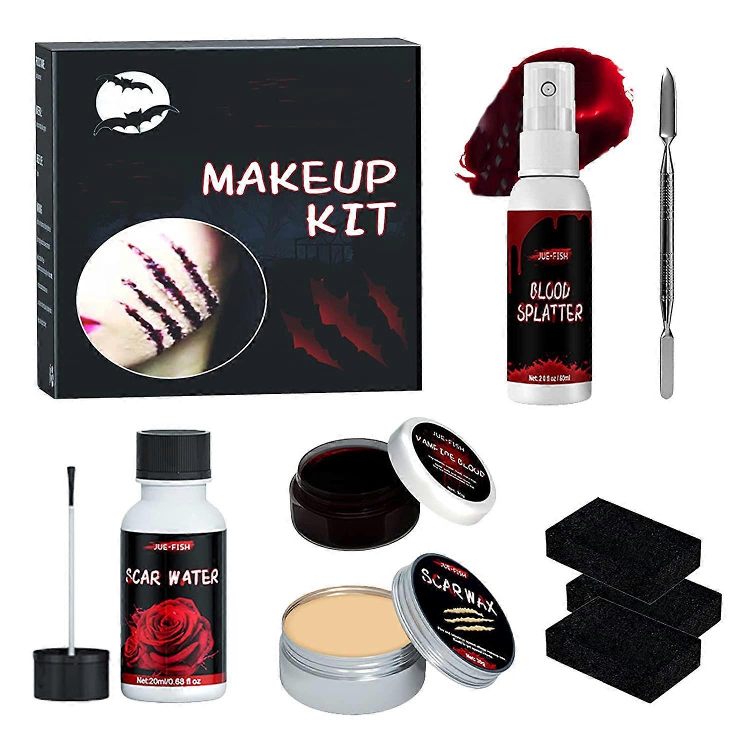 Halloween Make-up Set Spezialeffekte Wunde Zombie Make-up Kit mit Werkzeugen