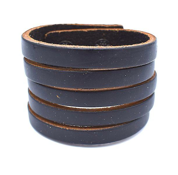 Black cut leather bracelet 