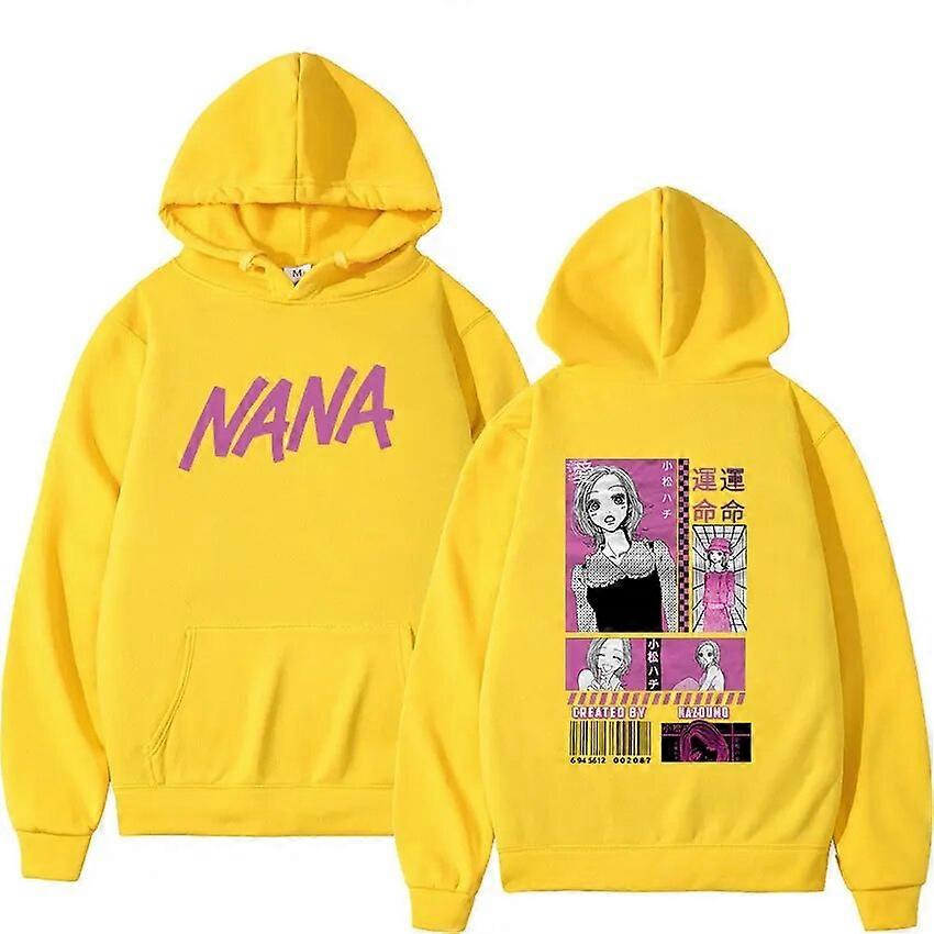 Japanese Anime Nana Osaki Hachi Komatsu Hoodie Black Stones Band Manga Sweatshirts Men Women's Fashion Pullovers Y2k Streetwear Yellow