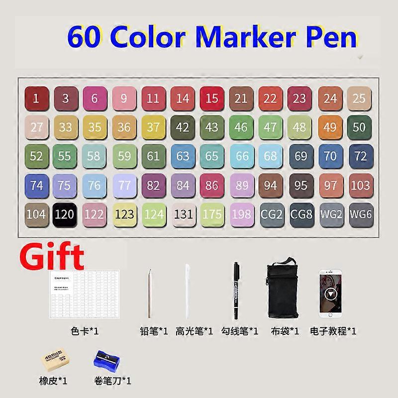 262/204/168/120/60/80 Markers Set Colour Double Headed OilySketch Drawing Art Markers Brush Dual Tips Professional Drawing Mark