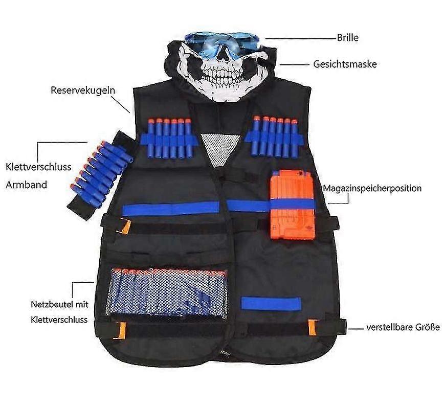 Dhrs Taktische Weste Jacke Set Elite Set, Nerfe Weste,taktische Weste, Nerf Zubehr Set Kids Tactical Vest Mit 60 Er Darts + 1 Nerfe Brille + 1 * 6 We