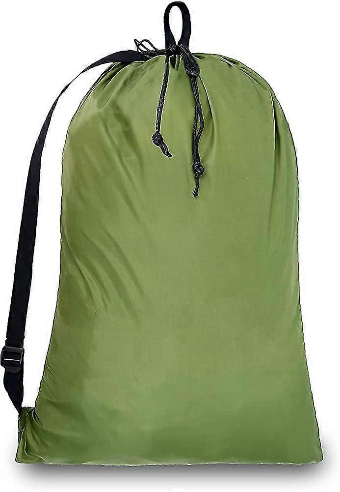 Green Large Laundry Bag For Camp With Straps Laundry Hamper Backpack Machine