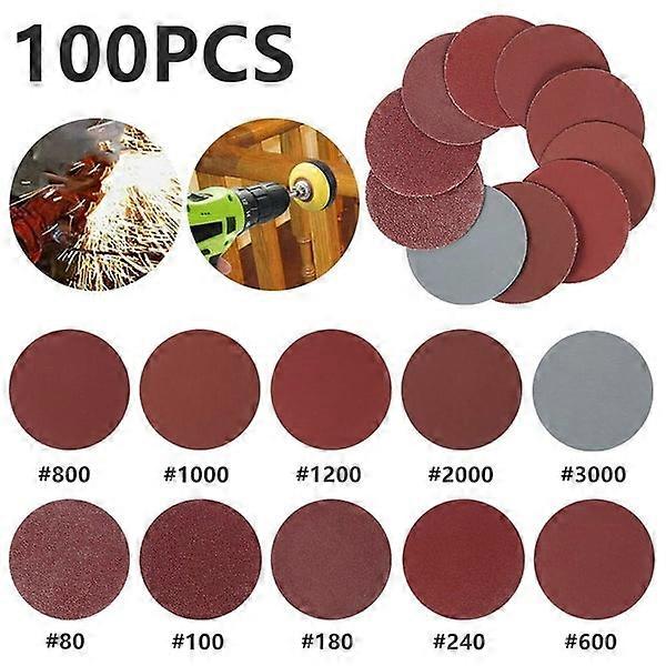 100-Pack 50mm/2-Inch Aluminum Oxide Hook and Loop Sanding Discs