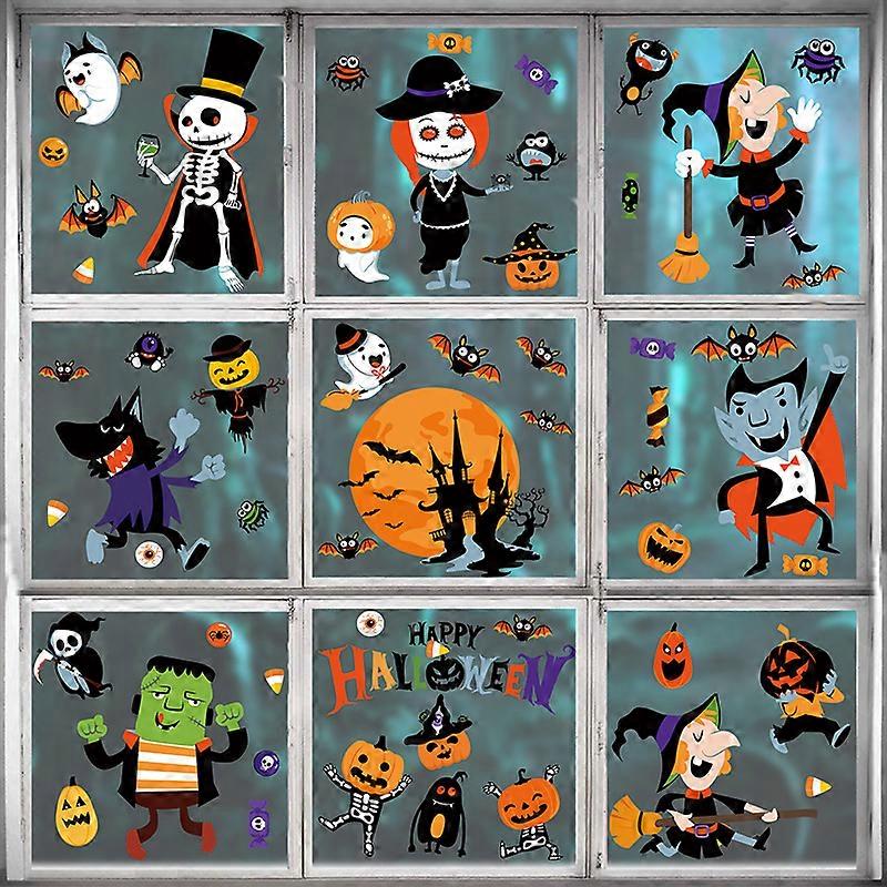 Halloween Sticker Window, Halloween Window Stickers Reusable Spooky Halloween Window Display