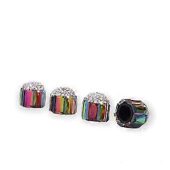 Handgemaakte Bling Strass Band Ventiel Stofkappen Crystal Band Air Sealing Cap voor Auto Styling, Colorful-AB Diamond, 4 stuks
