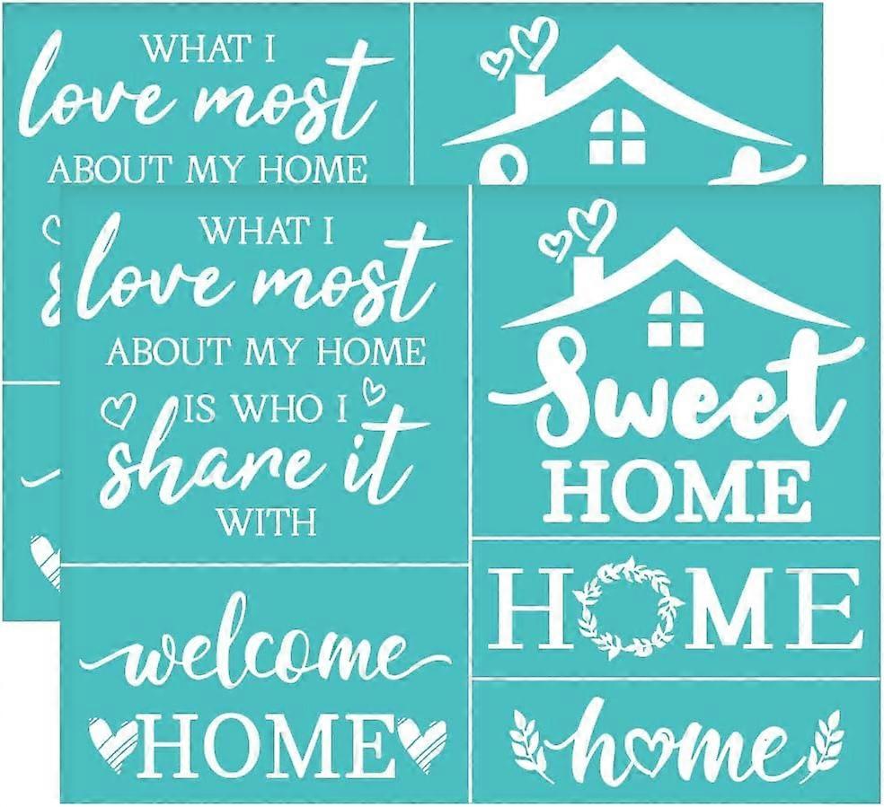 2Pcs 11x8.6 Inch Word Pattern Self-Adhesive Silk Screen Printing Stencil Welcome Home Silk Screen Stencil Sweet Phrase Reusable Mesh Stencils Transfer