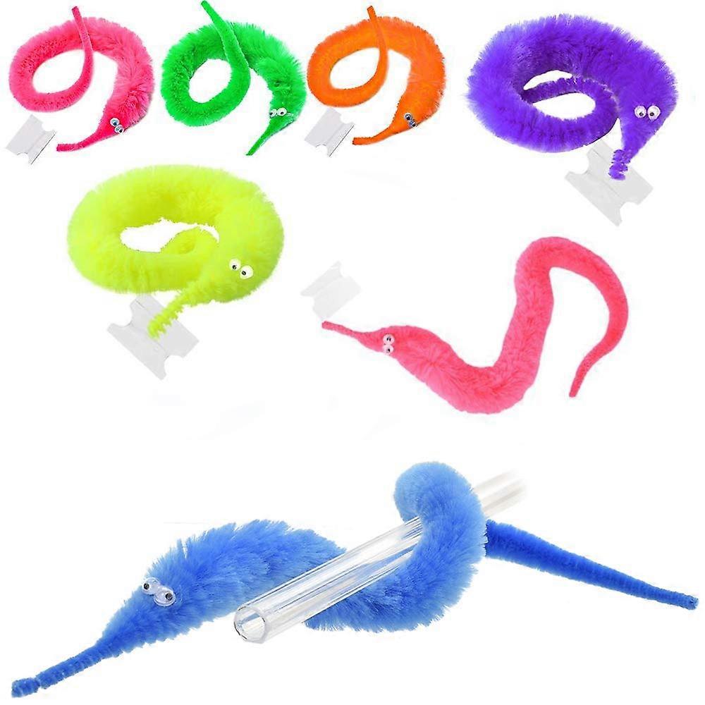 Set of 12 Magic Twisty Wiggly Worms Toy Fuzzy Plush Stress Relief Fidget Fiddle Toys - Autism Special Needs ASD SEN