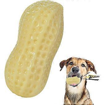 Hond Piepend Speelgoed Hond Kauwen Speelgoed Duurzaam RubberEn Kauw Speelgoed Met Pieper Pinda Vorm Ontwerp Hond Tanden Reinigen Speelgoed (1 Stuks Gebroken wit)
