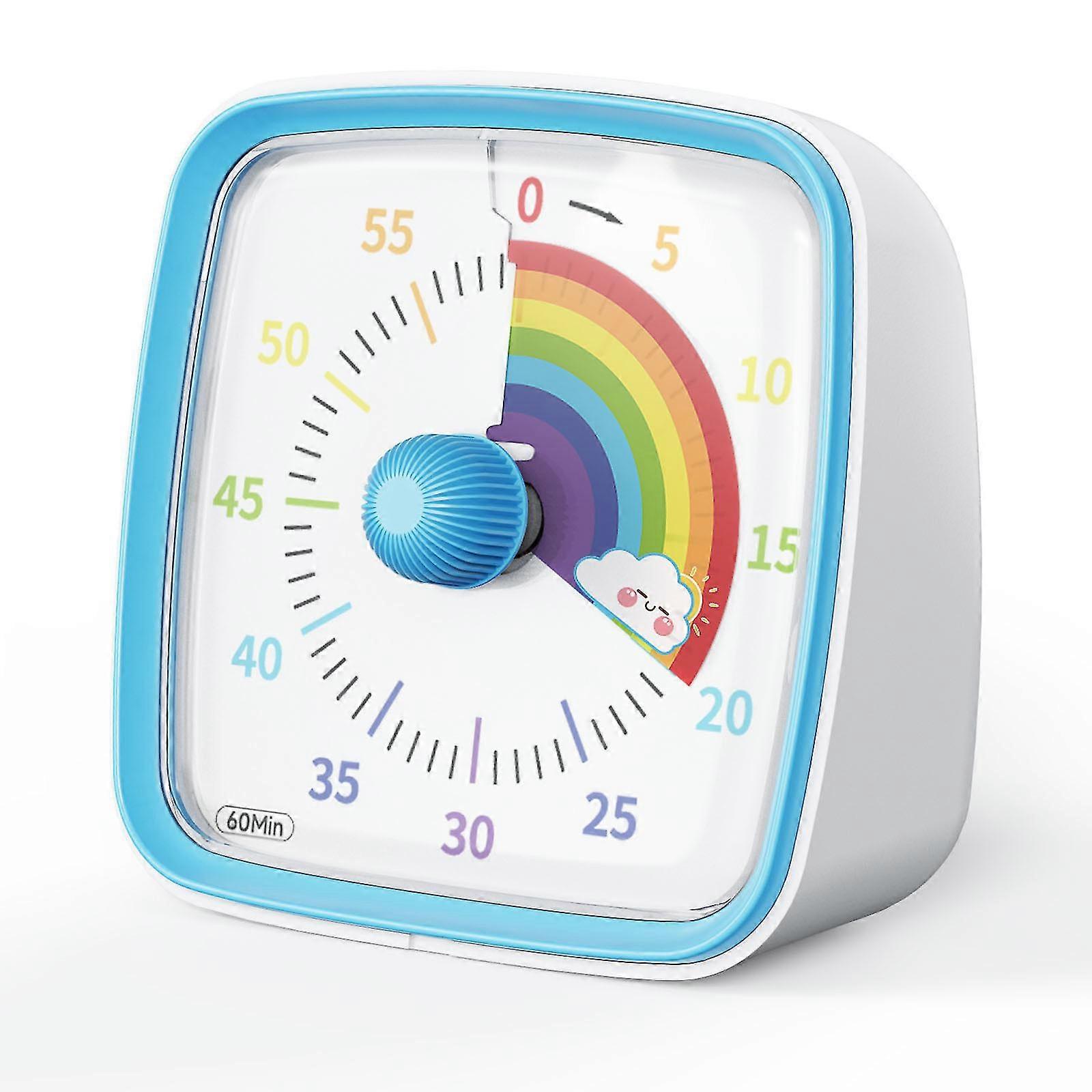 60 Minute Visual Timer with Night Light, Countdown Timer, Pomodoro Timer with Rainbow Pattern, Suitable for Kids and Adul