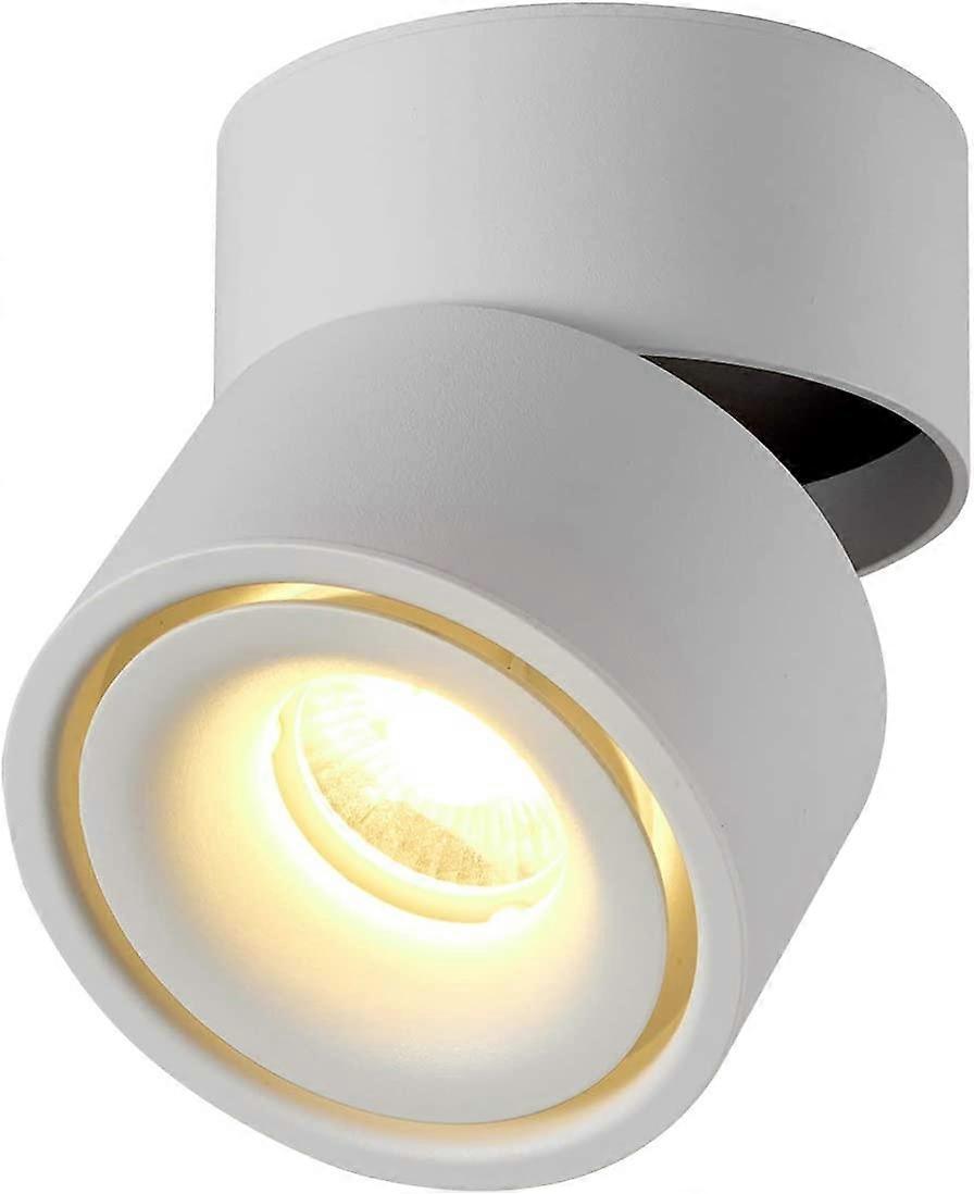 Indoor 10W LED Floodlight, 360 Adjustable Ceiling Light Rotating and Surface Lighting COB LED 10x10cm/Aluminium Wall Lamp (White-3000K) [Energy Class 
