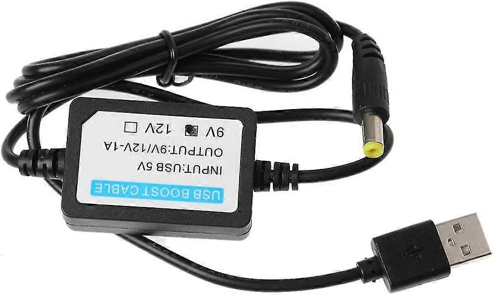 USB 5V to 9V 5.5x2.1mm Male Step Up Adapter Transformer Cable Compatible for 9V WiFi Router - q36/YY