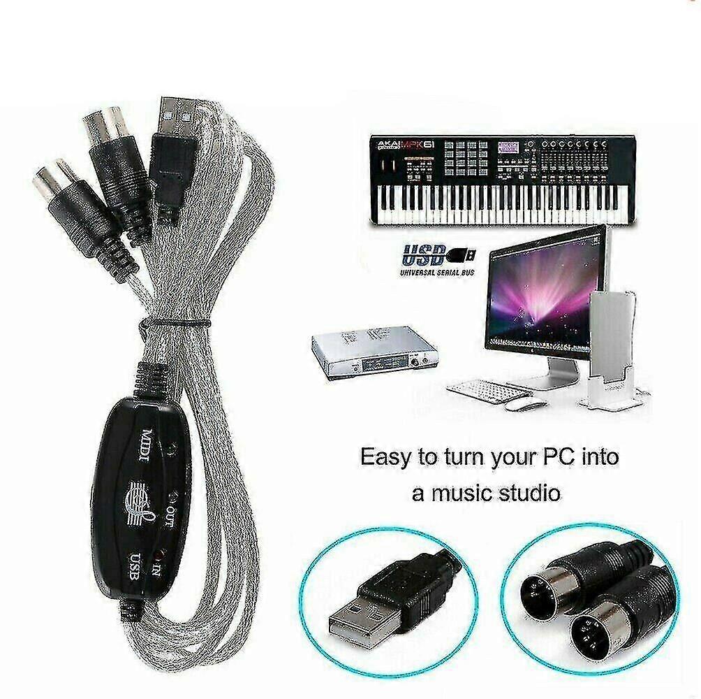 Usb Interface To Midi Converter Adapter Cable Music Keyboard Mac Windows 7 8 10