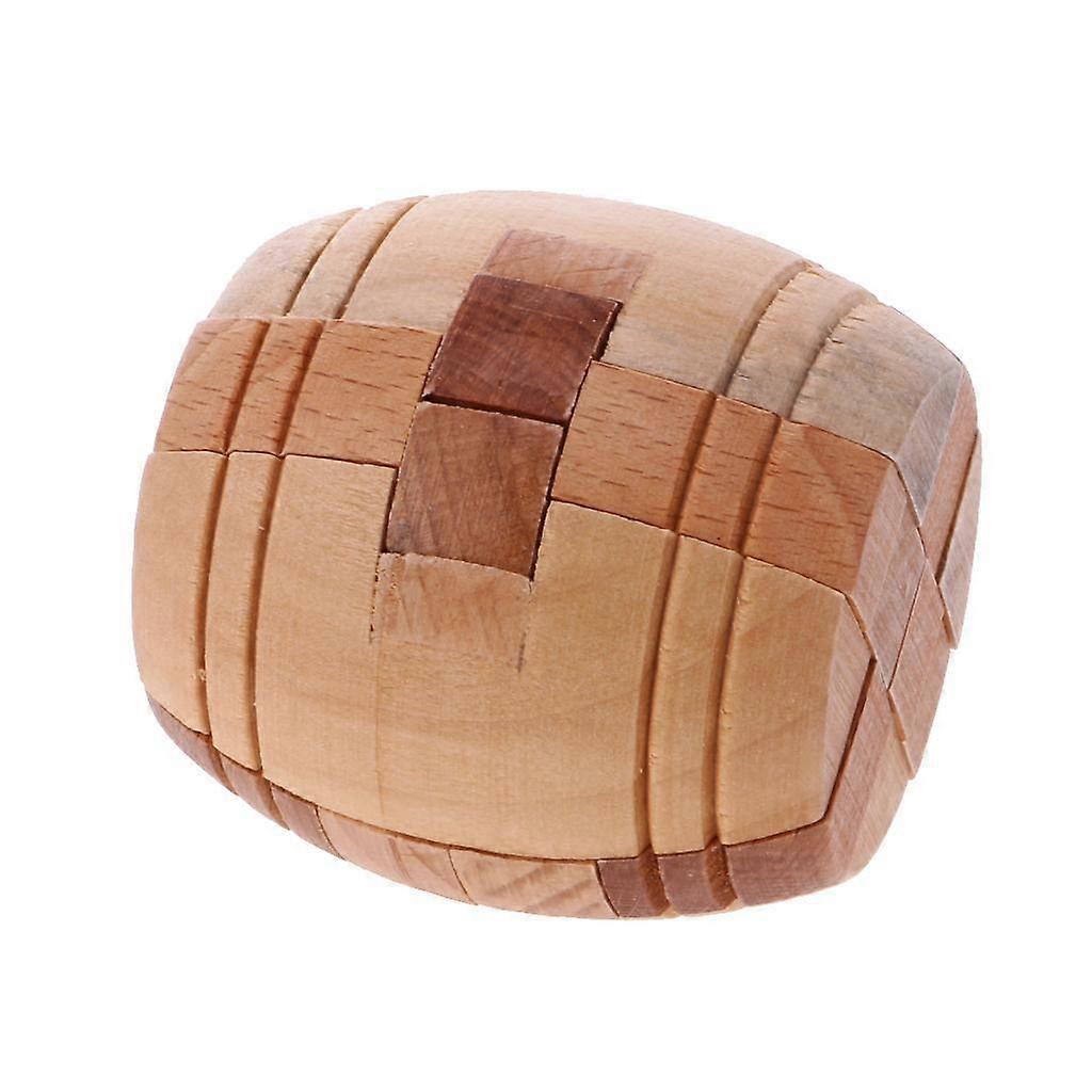 Kid Wooden Intelligence Toy Kong Ming Lock Brain Teaser Game Toy Barrel Lock