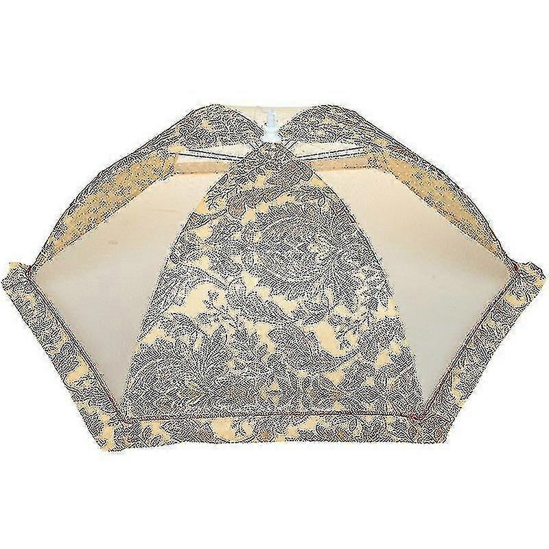 Kitchen Foldable Gauze Dining Table Cover Anti-flies Cover Dish Cover Household Double Bone Round Rice Cover Yellow1- Ssxjv