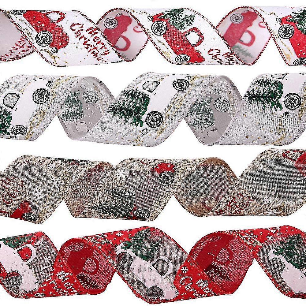 Christmas Ribbon For Gift Wrapping Wreath Bows Decor Rustic Fabric Ribbons