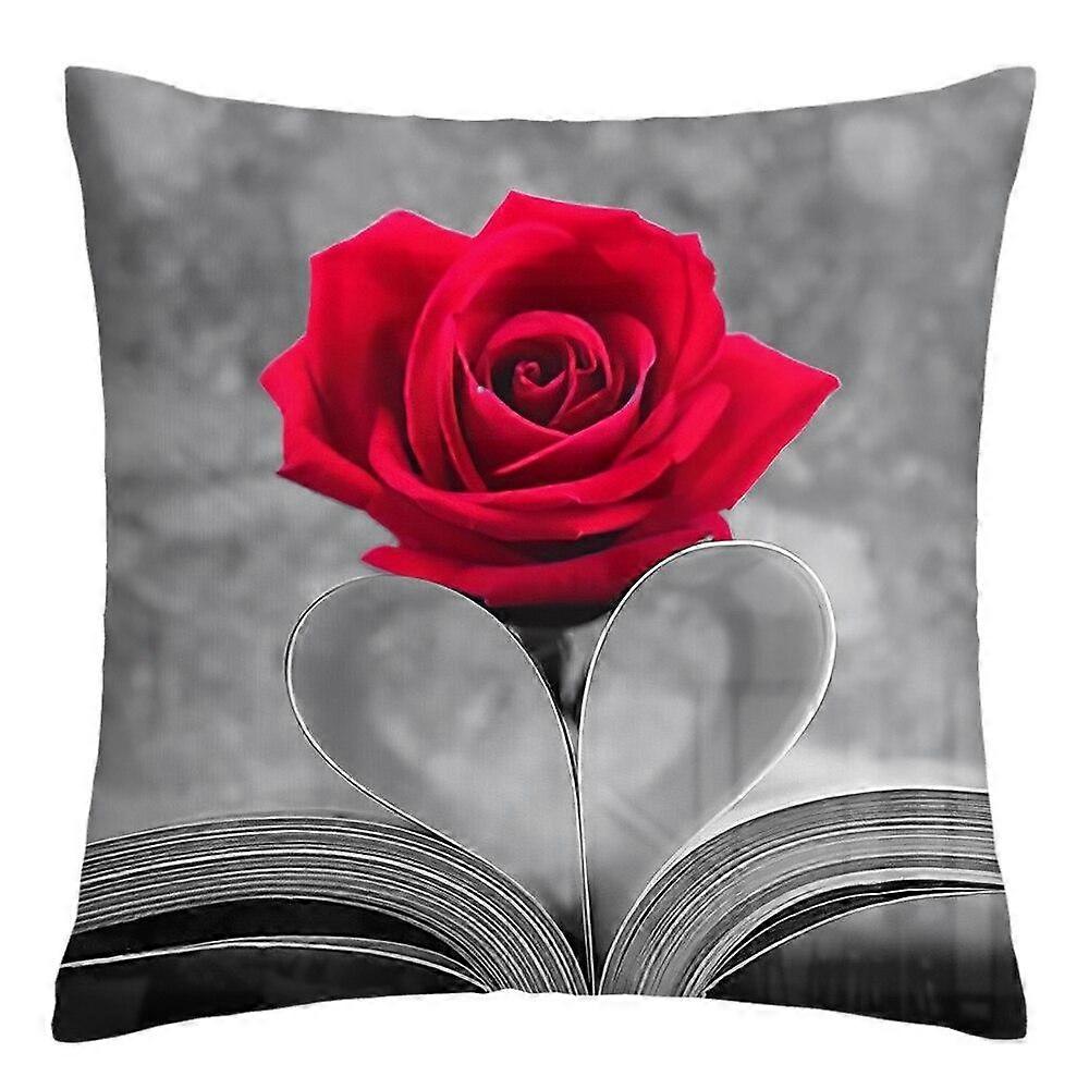 Rose Flower Print Polyester Pillowcase Design 632