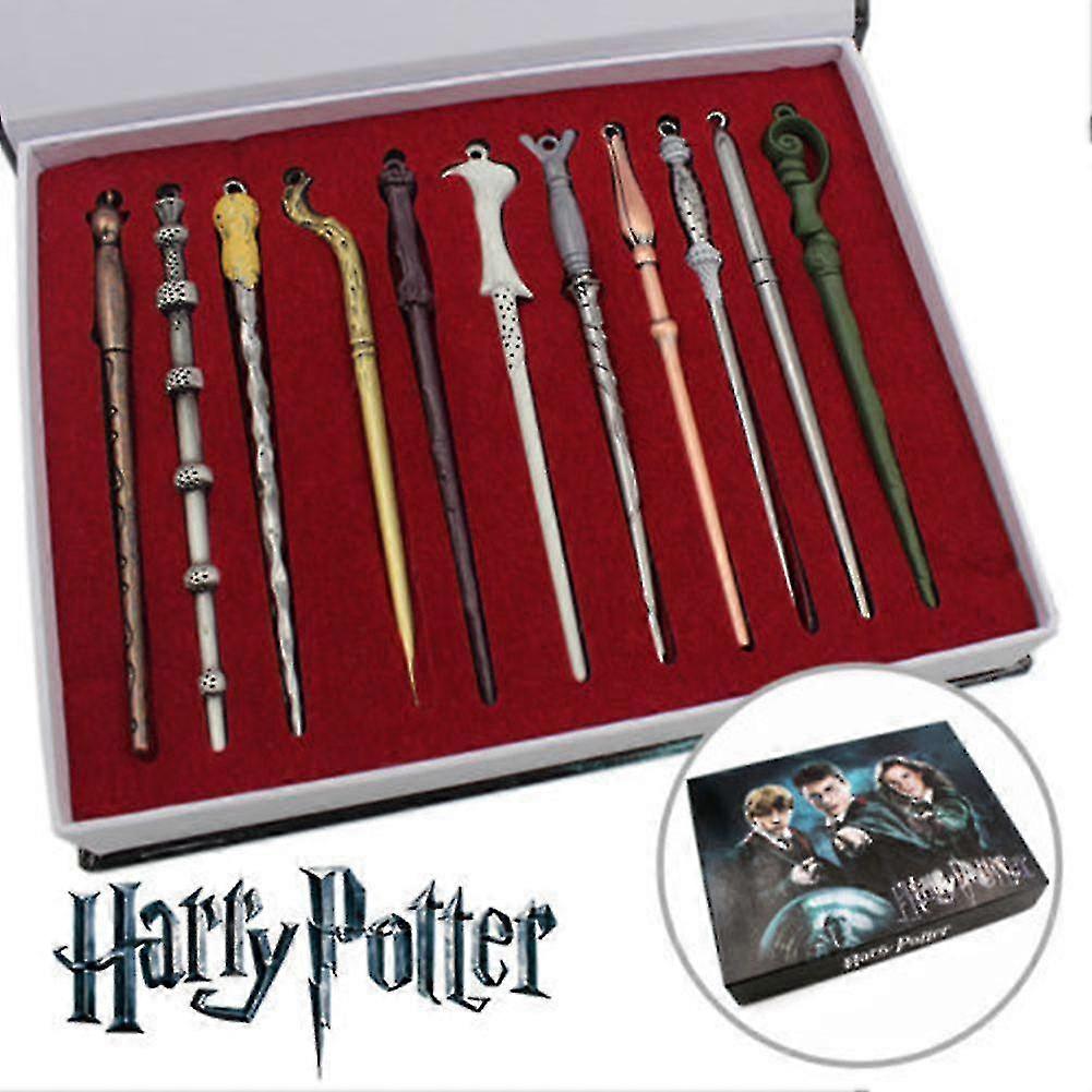 Harry Potter Magic Wands Set/11pcs Free Necklace Keychain Boxed Set For Halloween