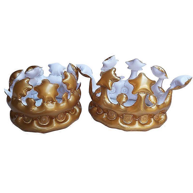 2 pieces of gold inflatable adult Queen's Crown (23cm diameter), fancy girls' funny party decorative toys