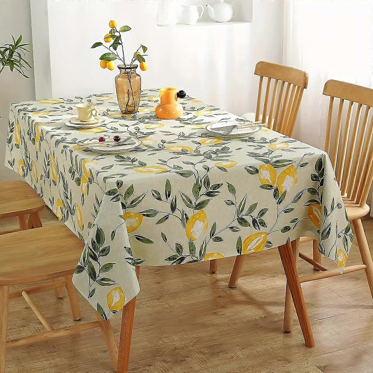 1pc, Waterproof Lemon Tablecloth for Kitchen Parties, Picnics, and Outdoor Use - Vinyl Flannel Table Cover with Oil-Proof and Wipeable Surface