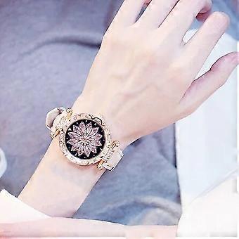 2020 Kvinnor Klockor Set Starry Sky Damklocka Casual Läder Sport Kvarts Klocka Relogio Feminino