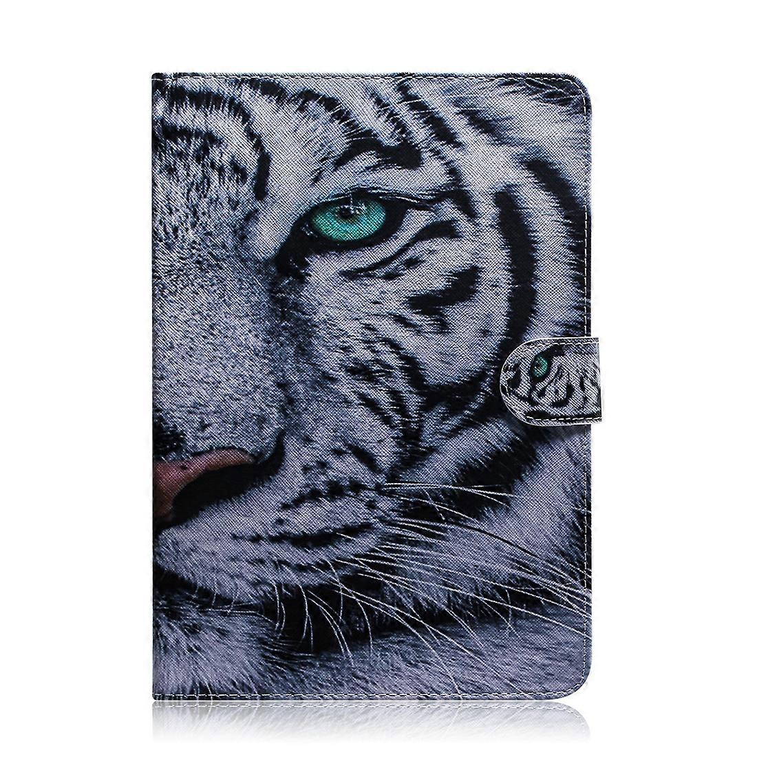 Tablet Case For Lenovo Tab M10 FHD REL TB-X605 Coloured Drawing Horizontal Flip Leather Case with Holder &Card Slots &Wallet(Tiger)
