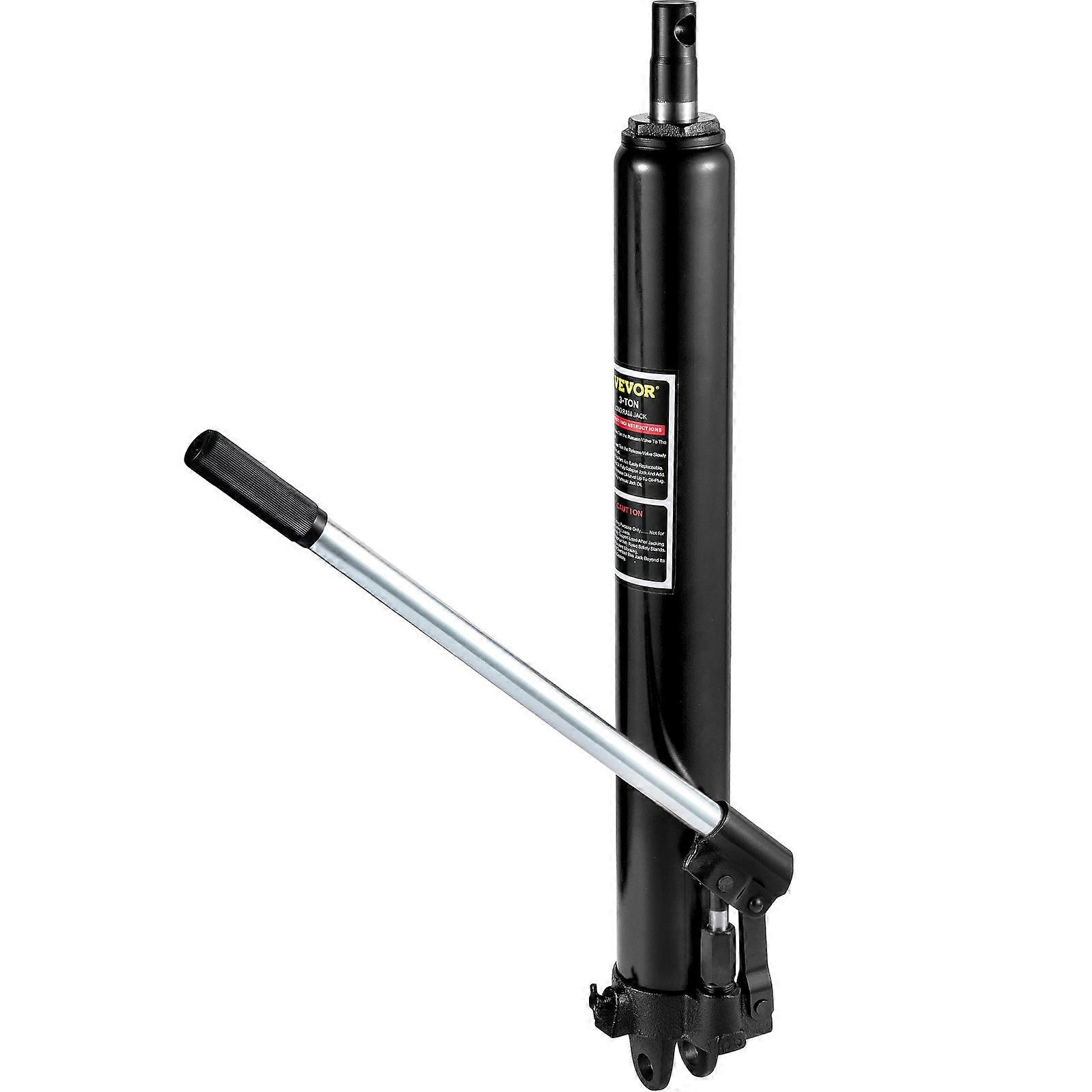 Hydraulic Long Ram Jack, 3 Tons/6600 lbs Capacity, with Single Piston Pump and Clevis Base, Manual Cherry Picker with Handle