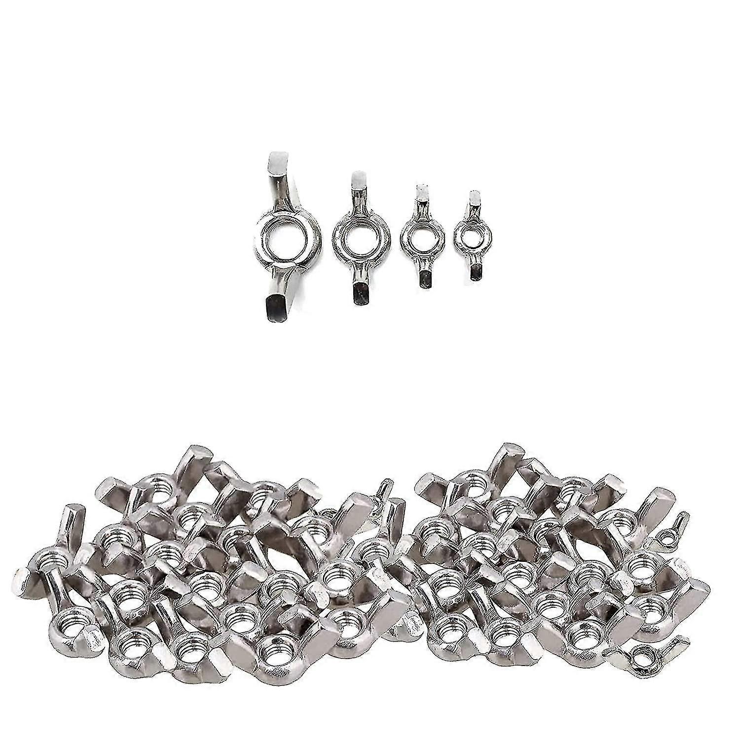 40 stk vingemuttere i stål, vingemuttere i rustfritt stål, vingemuttersortiment, M4 M5 M6 M8