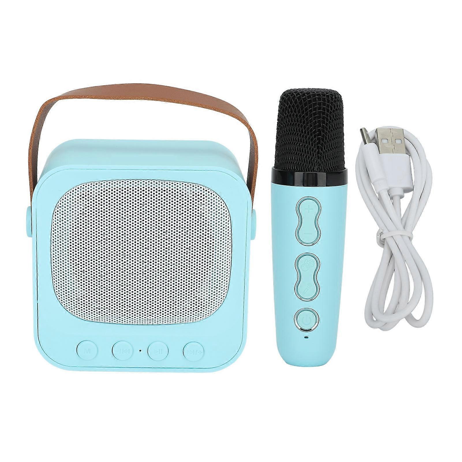Mini Karaoke Machine Portable Bluetooth Speaker With Wireless Microphone Bass Treble Adjustment