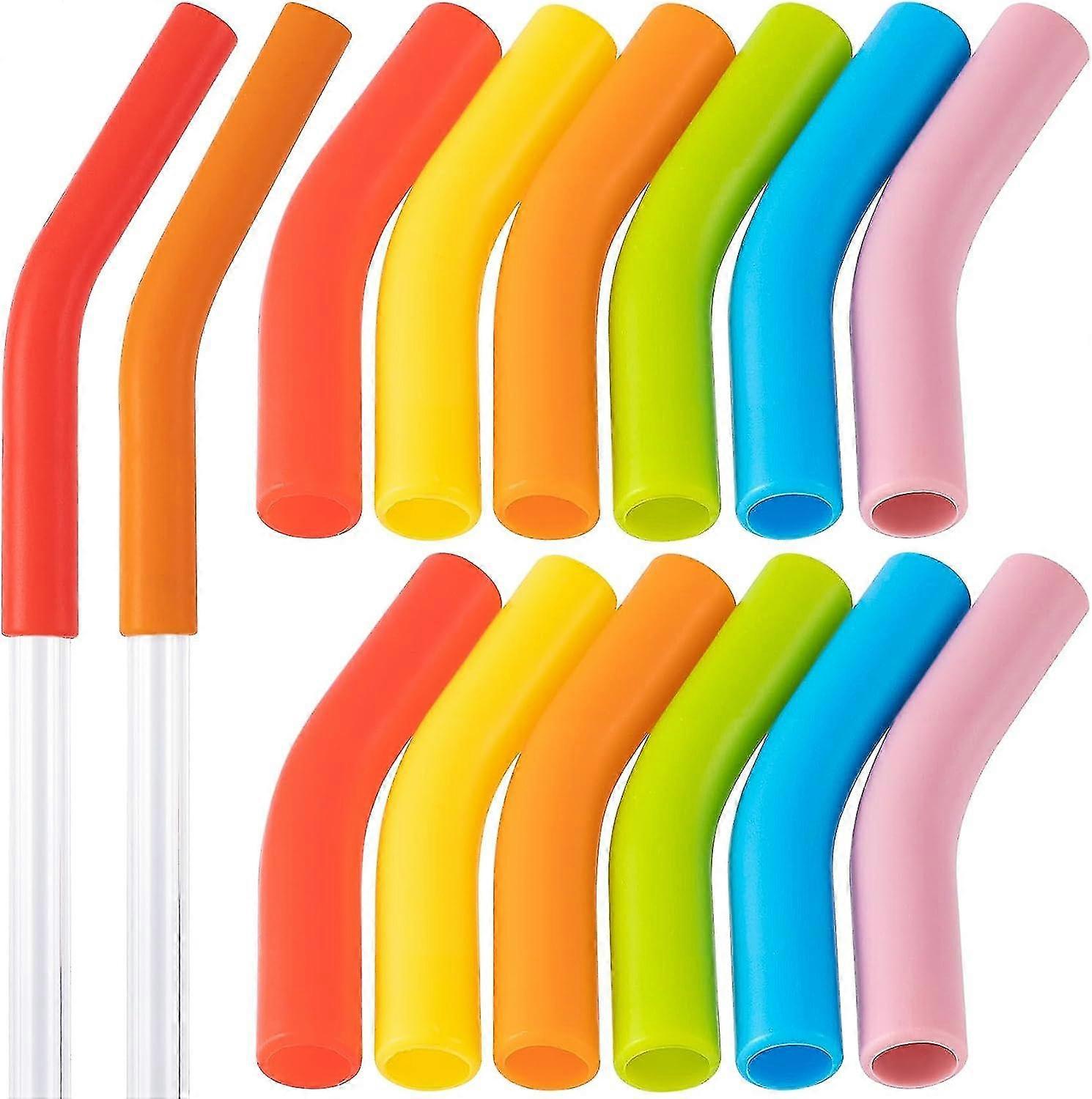 12pcs Reusable Silicone Straw Tips - Flexible Hydraflow Straw Replacement For 8mm Outer