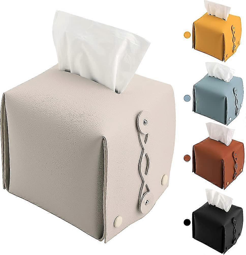 Rectangular Square Leather Tissue Box