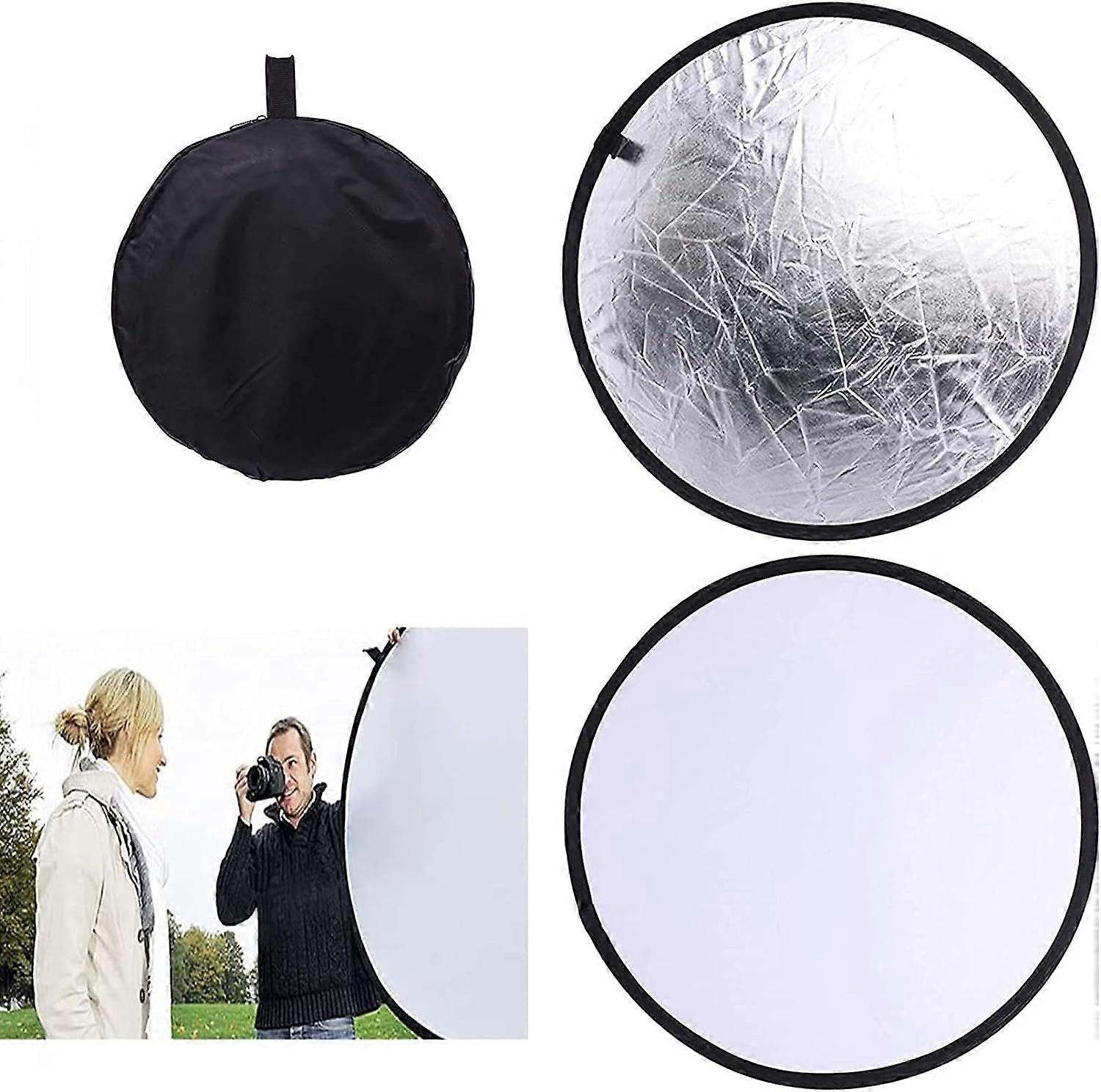 2025 New Photographic Light Reflector Two-In-One Foldable Selfie Background Diffuser Plate 12-Inch Camera Photo Reflector (Silver And White)