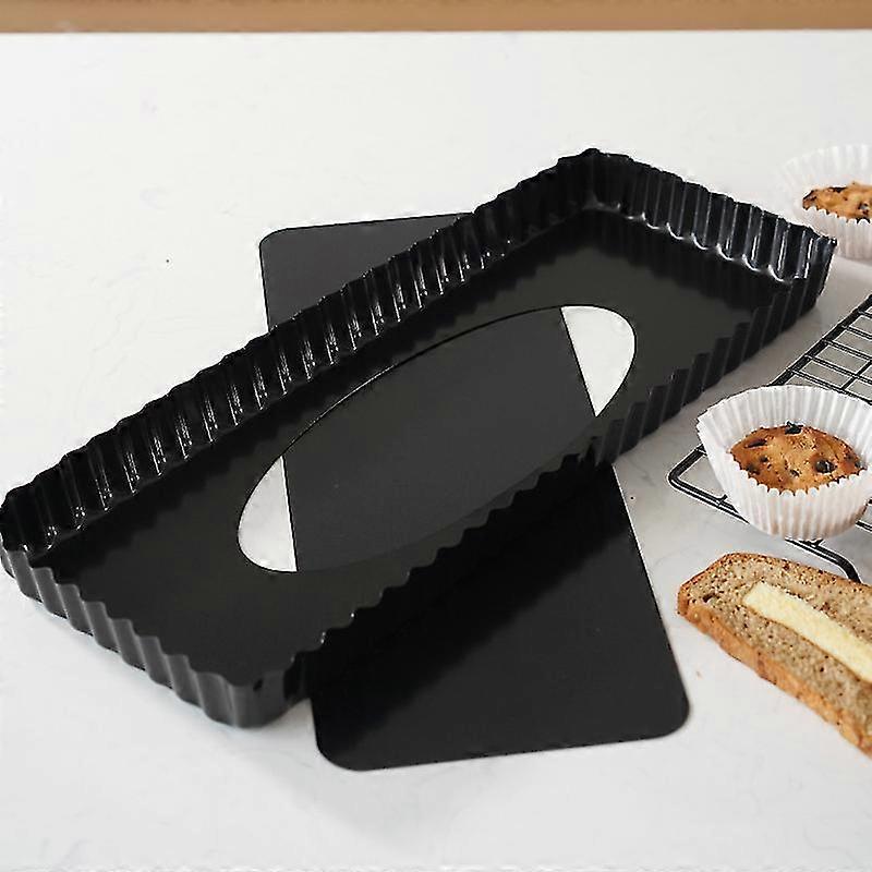14 Inches Removable Loose Bottom Non-stick Rectangle Tart Pan (black) Betterlifefg
