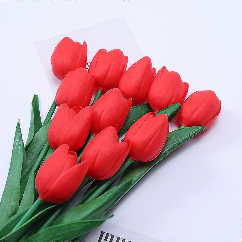 10 Stunning Realistic Touch Pu Artificial Tulip Bouquet With Stem-yellow