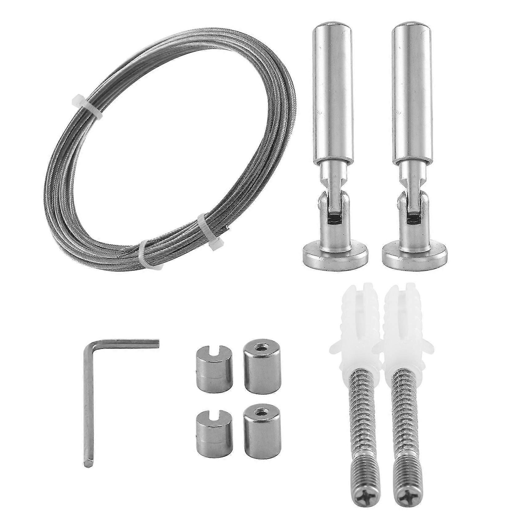 Wall Mount Curtain Wire Rod Set for Art Display - Stainless Steel Photo Hanging Wire Clothesline Wire Window Curtain Tension Wire Multi- Crafts (5 Me