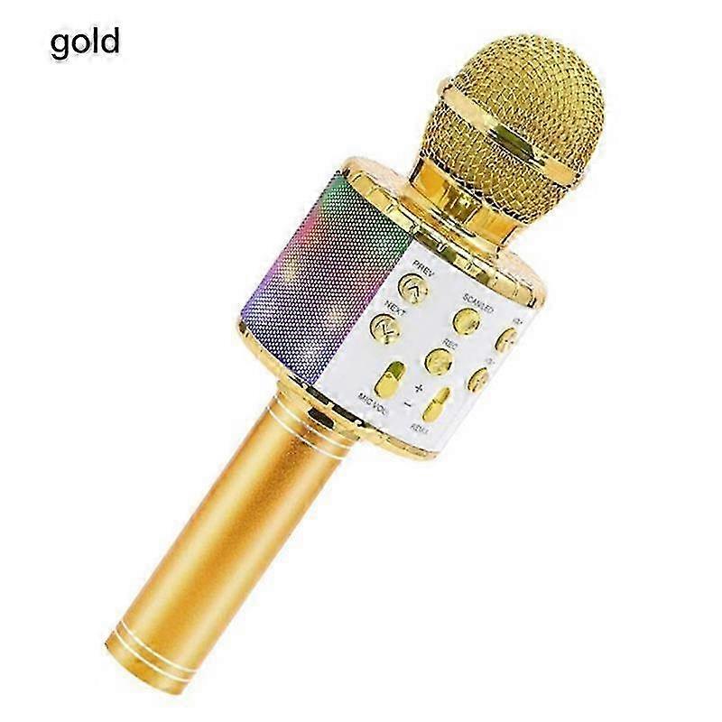 Wireless Microphone for Kids with Dancing LED Lights, Gold