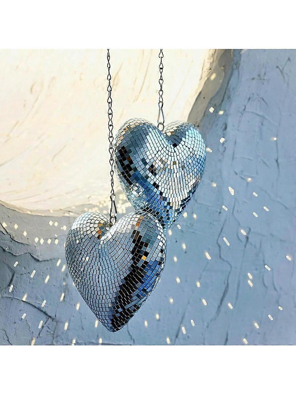 1 قطعة قلادة قلب ديسكو فضية مناسبة لحفل الزفاف وترتيب الكرة.