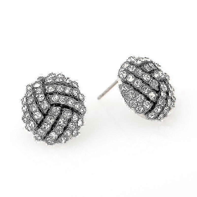 Volleyball Earrings Studs Crystal Rhinestone Post Silver Bling