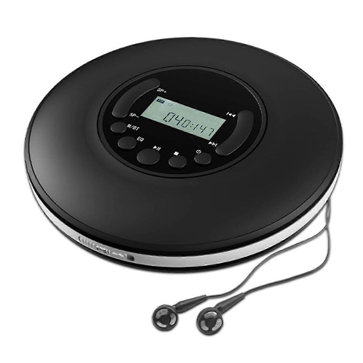 Portable CD Player MP3 Music Player with Stereo Earbuds and Bluetooth Output CD Player with LCD Display Black