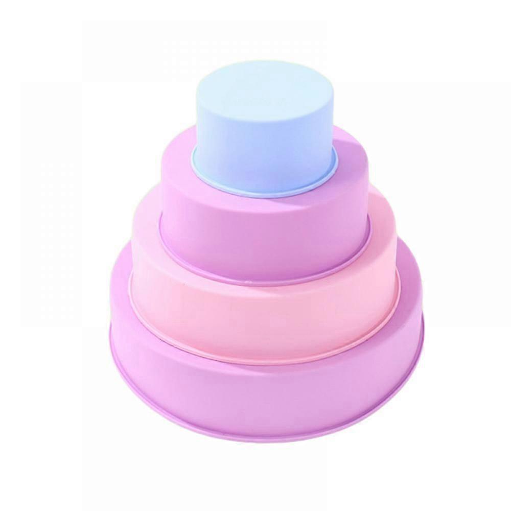 Circular Cake Pot - Silicone Mold Baking Set, 4, Non Stick Quick Release Baking Pots for Cheesecake, Rainbow Cake, and Chocolate Cake