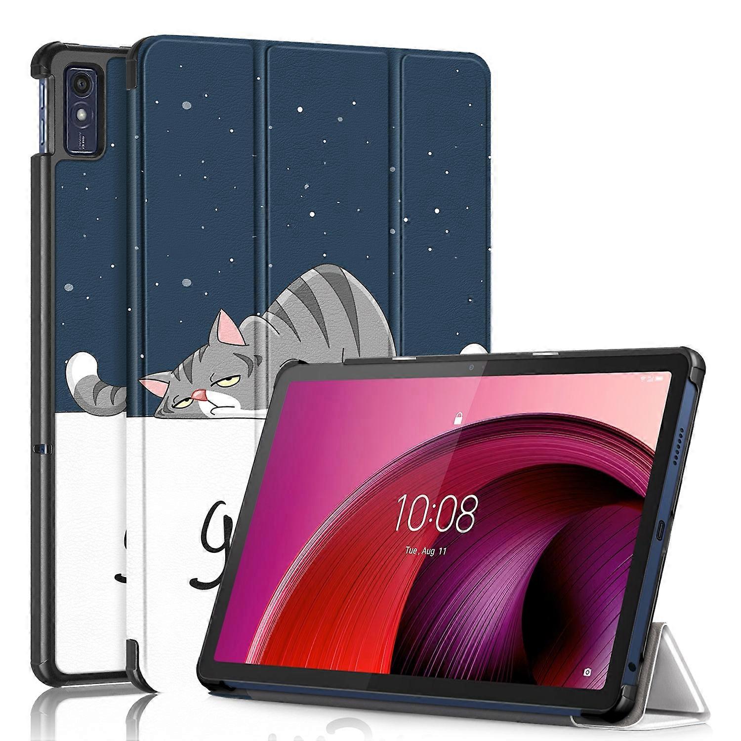 För Lenovo Tab M10 5G 10.6 3-viks magnetiskt spänne färgad ritning läder Smart Tablet fodral