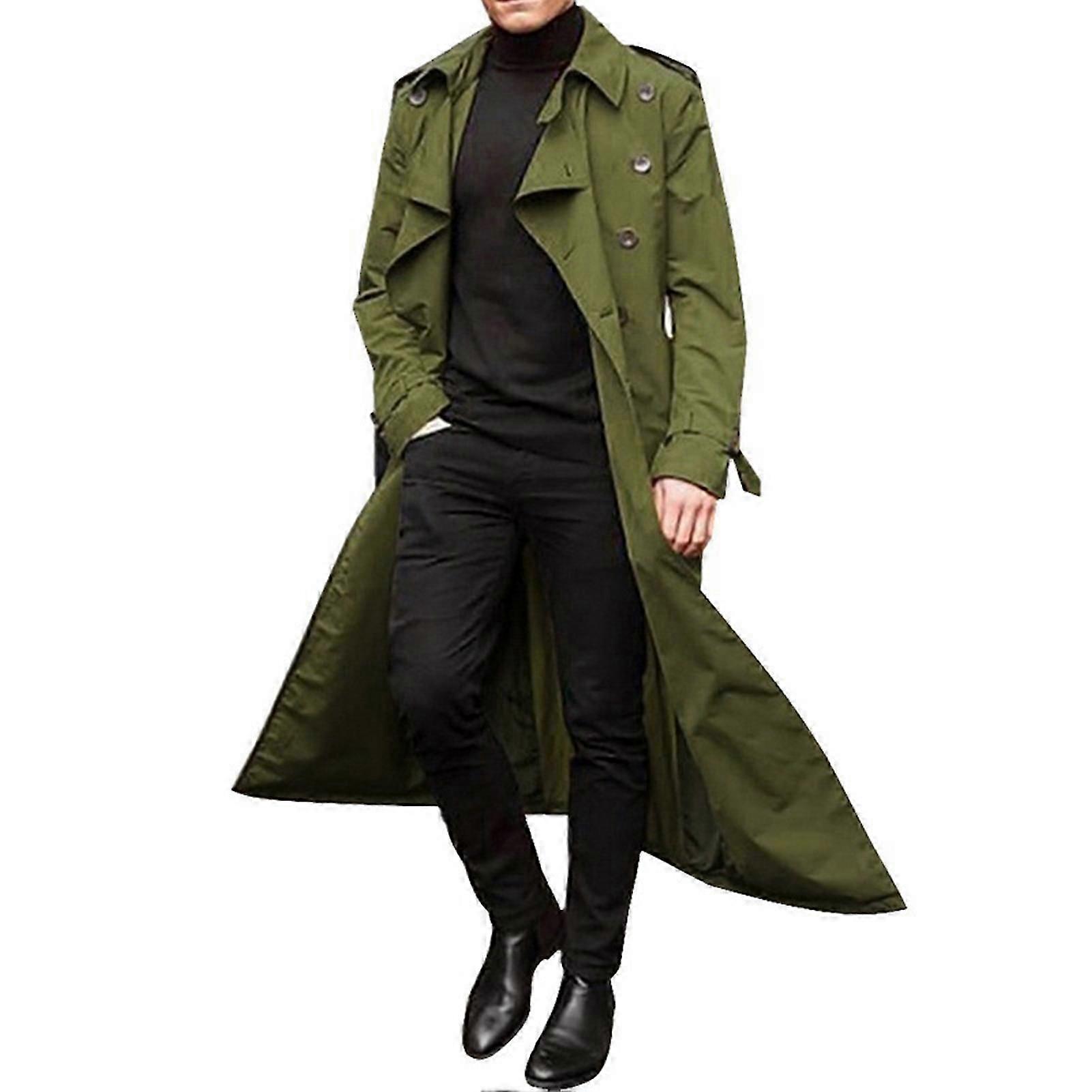 Giacca da uomo casual con trench e risvolto per e L verde militare