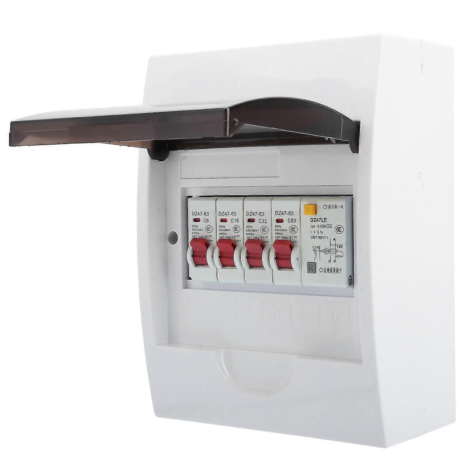 3 Way Fuse Box with 63A 30mA RCD, 3 MCB (6A 16A 32A) - 230400V Power Supply